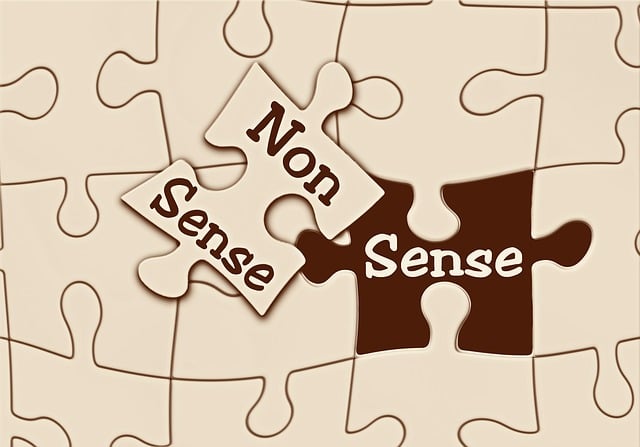 Puzzlespiel mit den Aufschriften Non Sense auf einem Puzzlestück und Sense auf der dazu passenden Lücke